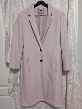 Pure Collection Pink Textured Wool Blend Longline Coat Jacket